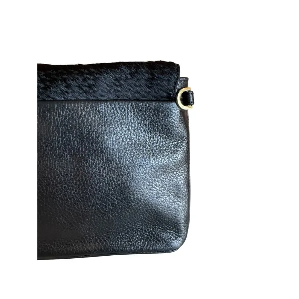 Pour la Victoire Calf Hair Clutch Bag Black